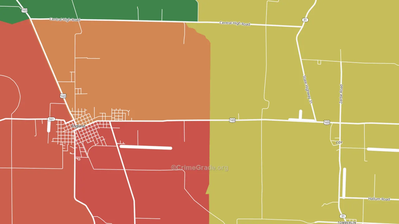 Geridge, AR Map of Drug-Related Crime Rates