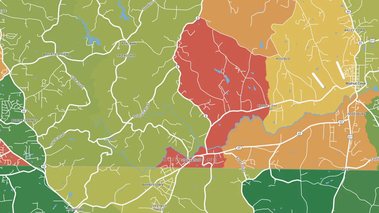 Germanton, NC Map of Drug-Related Crime Rates