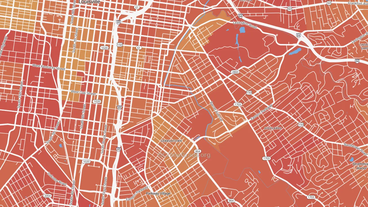 Germantown, Louisville, KY Map of Drug-Related Crime Rates