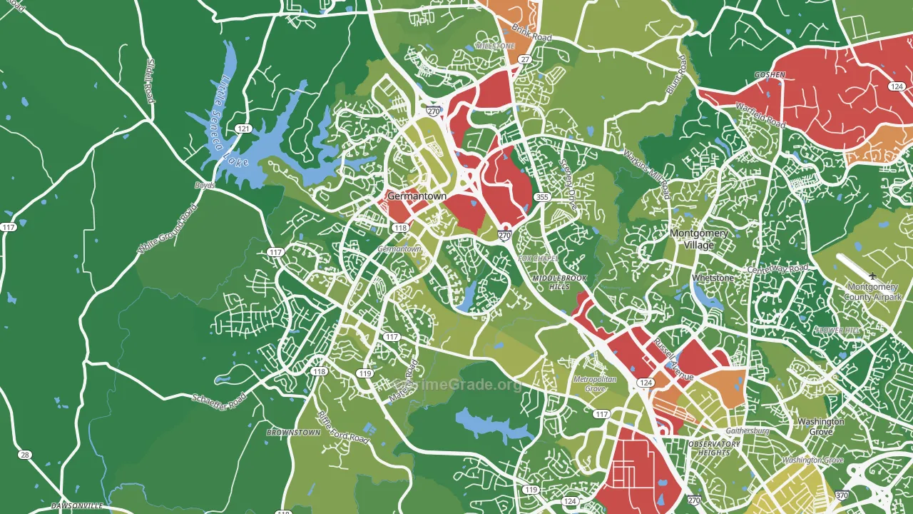 Germantown, MD Map of Drug-Related Crime Rates
