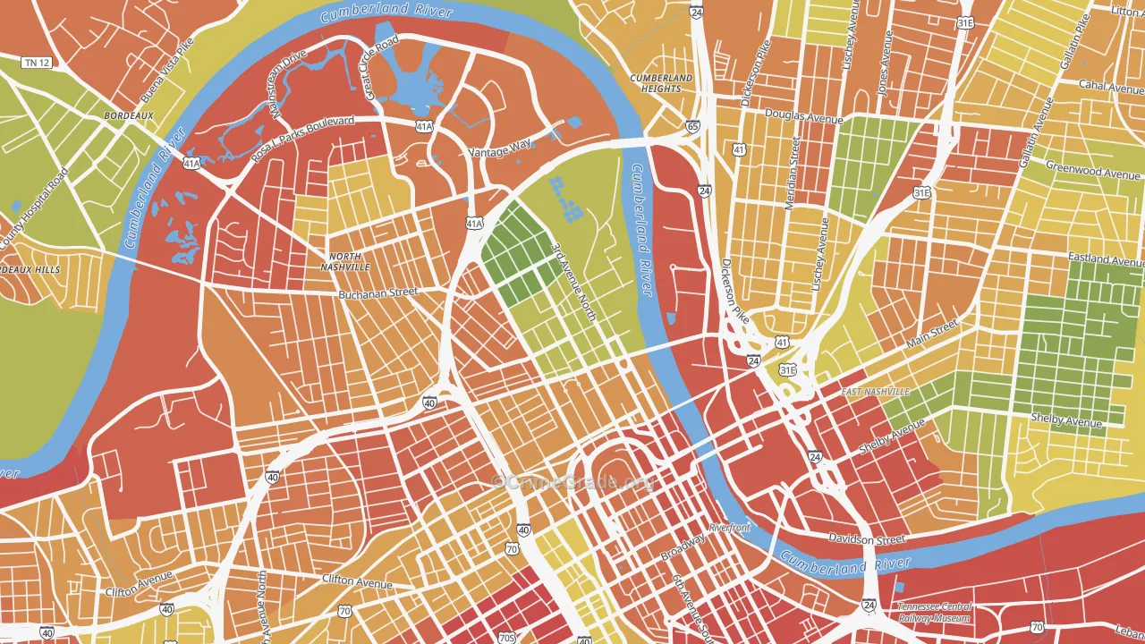 Germantown, Nashville, TN Map of Drug-Related Crime Rates
