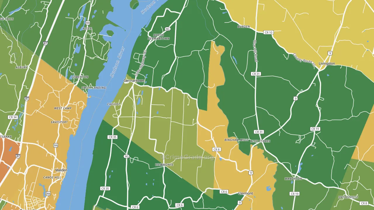 Germantown, NY Map of Drug-Related Crime Rates