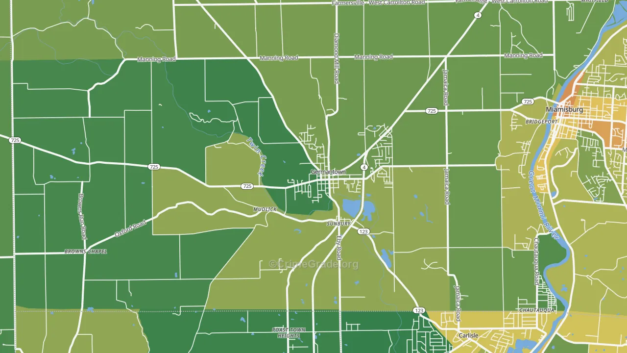 Germantown, OH Map of Drug-Related Crime Rates