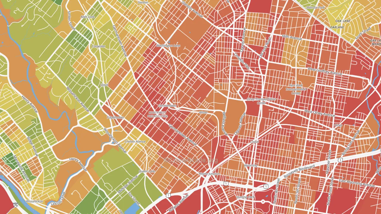 Germantown, Philadelphia, PA Map of Drug-Related Crime Rates