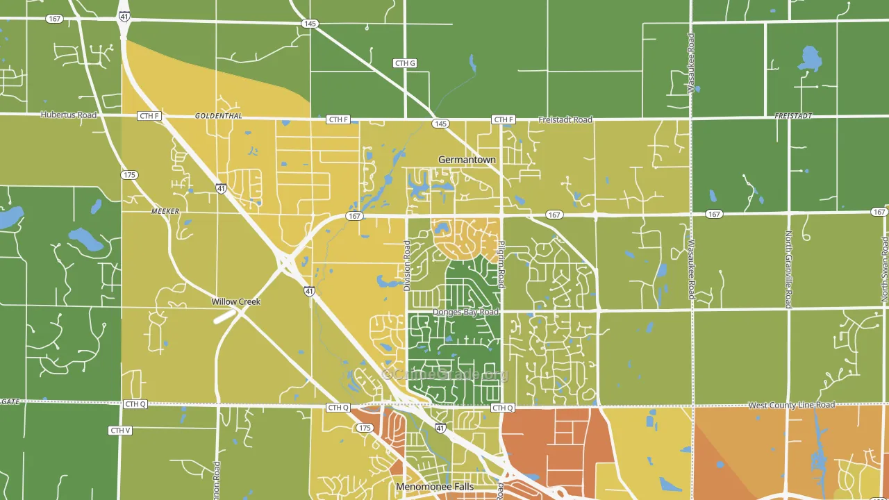 Germantown, WI Map of Drug-Related Crime Rates