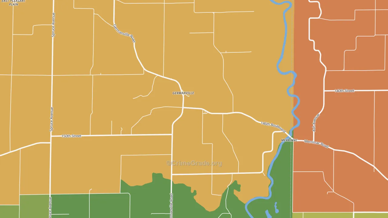 Germanville, IA Map of Drug-Related Crime Rates