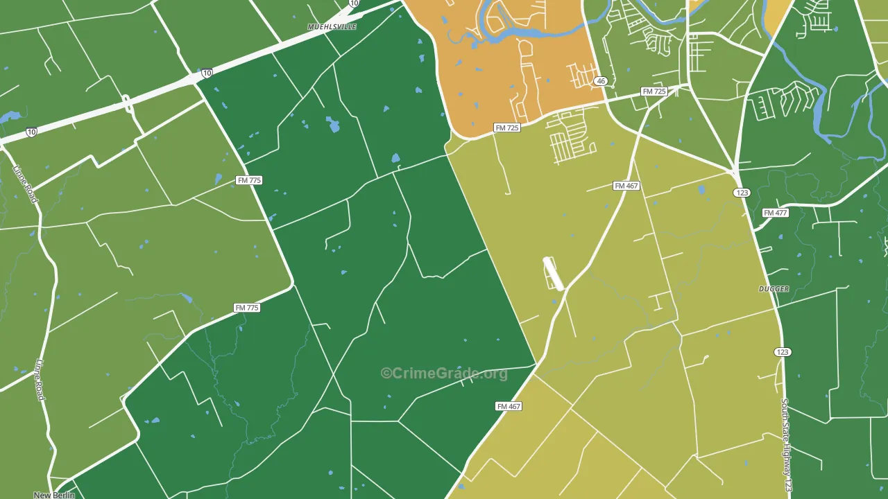 Geronimo, TX Map of Drug-Related Crime Rates