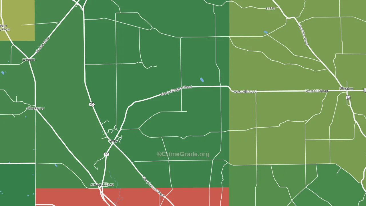 Gerry, NY Map of Drug-Related Crime Rates