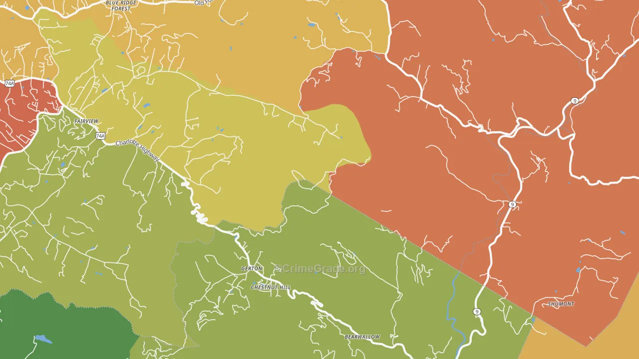 Gerton, NC Map of Drug-Related Crime Rates