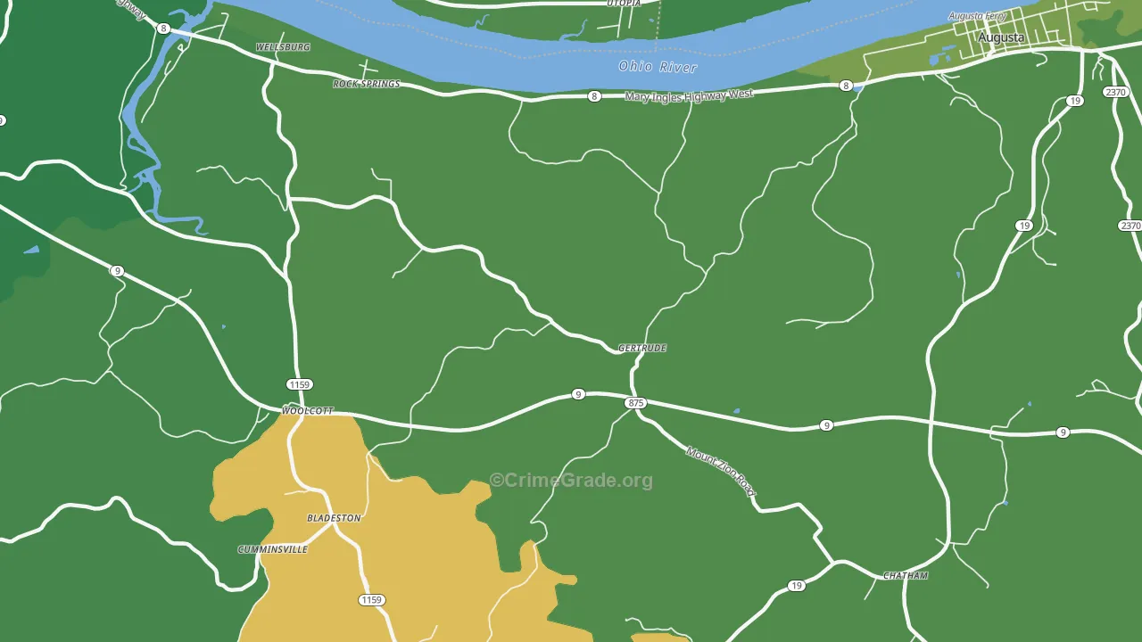 Gertrude, KY Map of Drug-Related Crime Rates