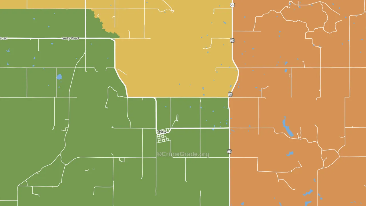 Gerty, OK Map of Drug-Related Crime Rates