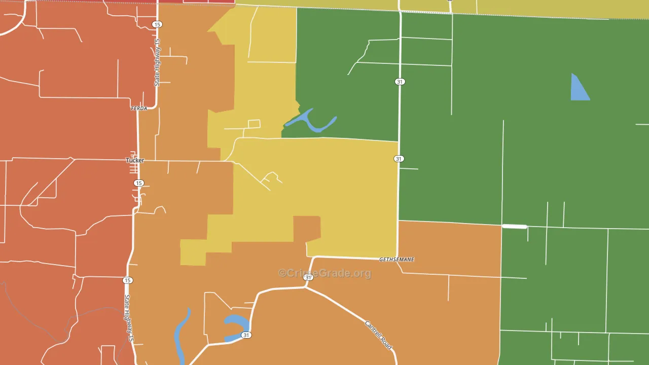 Gethsemane, AR Map of Drug-Related Crime Rates