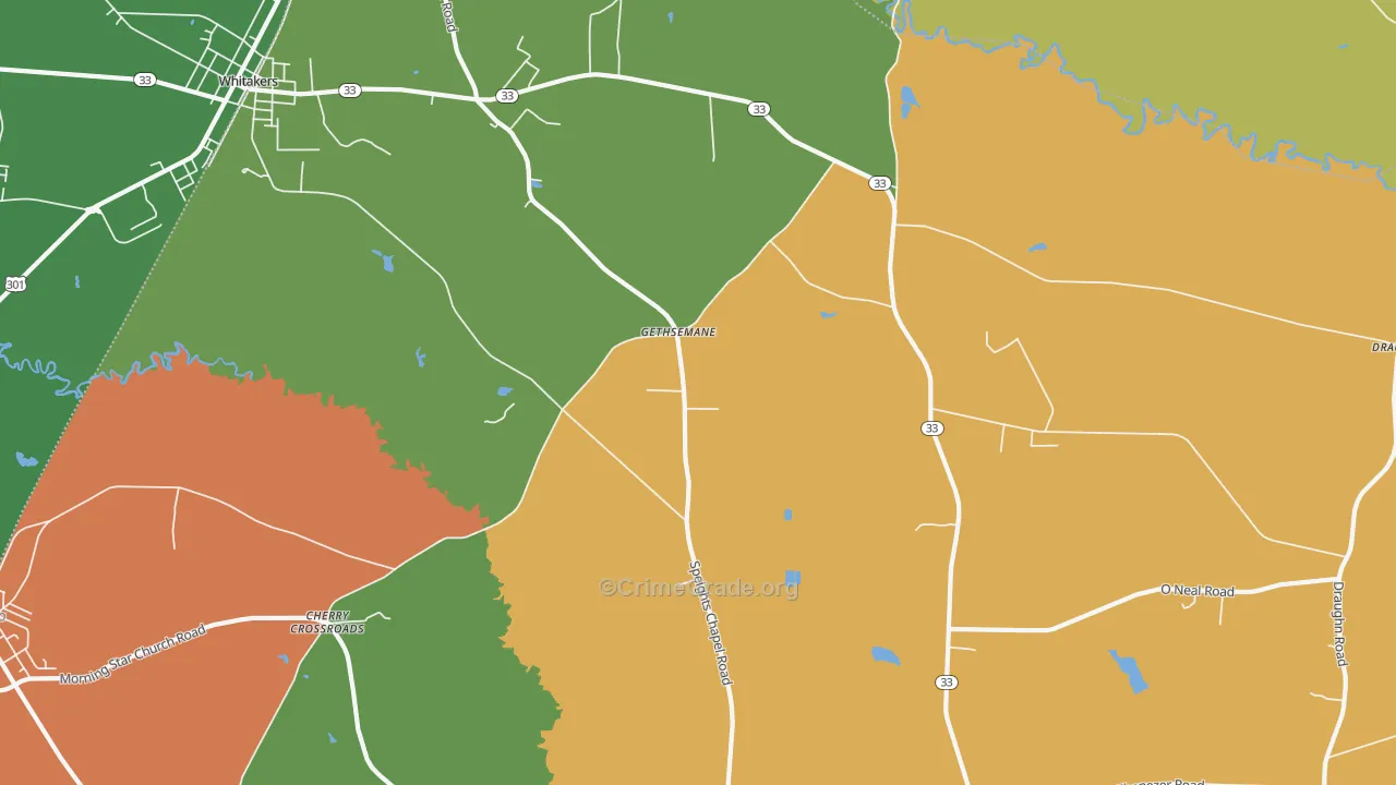 Gethsemane, NC Map of Drug-Related Crime Rates