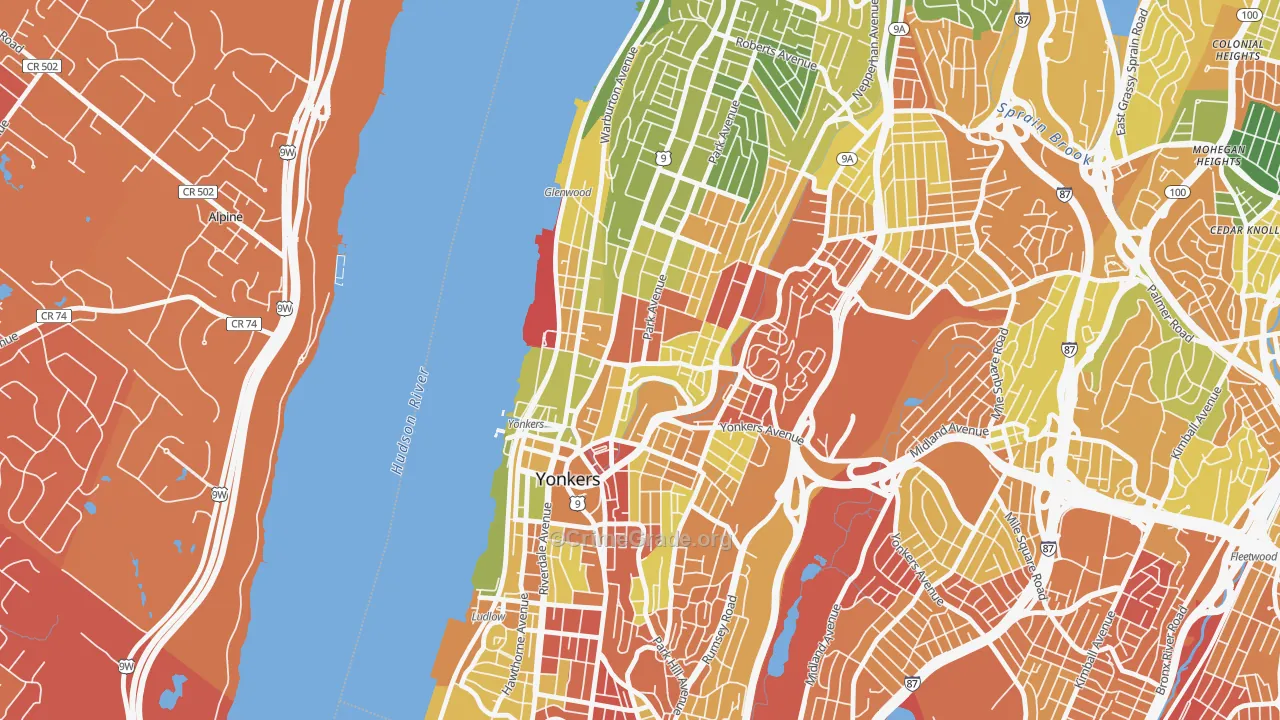 Getty Square, Yonkers, NY Map of Drug-Related Crime Rates