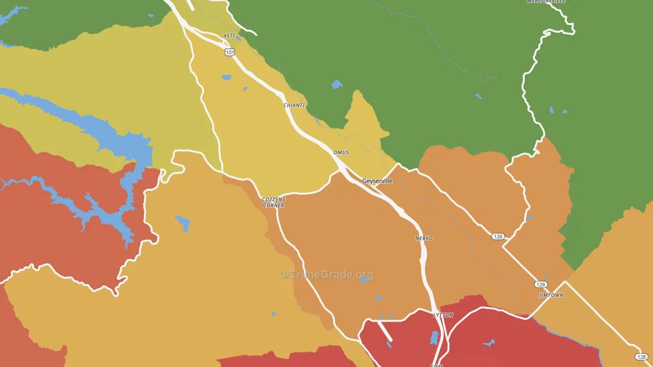Geyserville, CA Map of Drug-Related Crime Rates