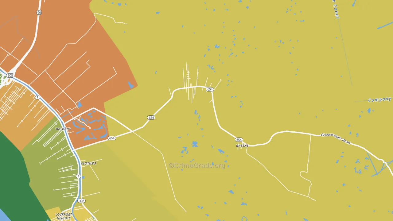 Gheens, LA Map of Drug-Related Crime Rates