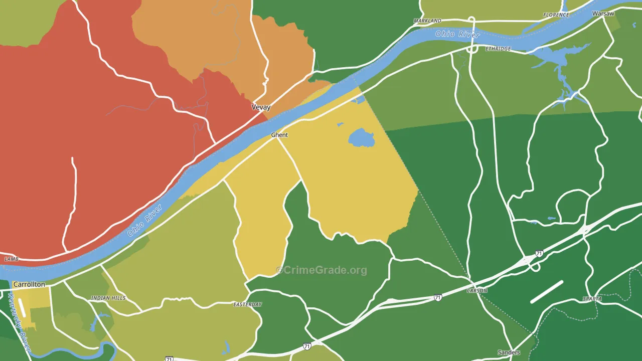 Ghent, KY Map of Drug-Related Crime Rates