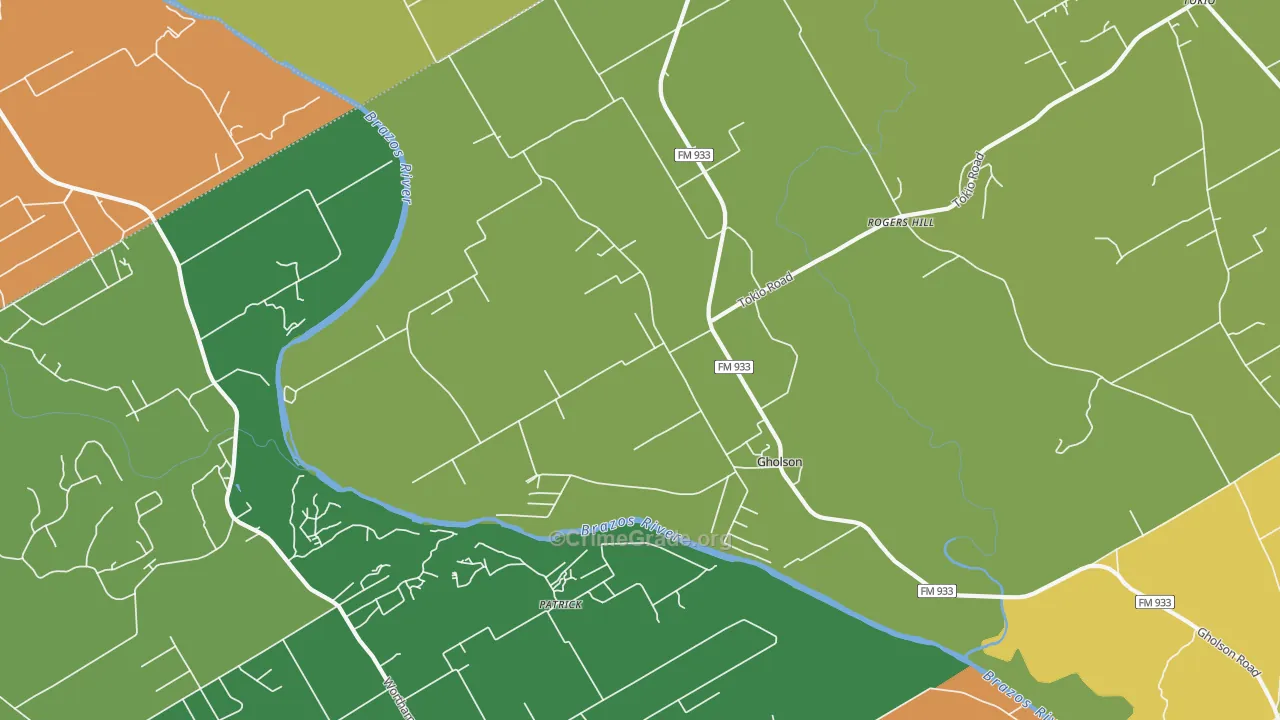 Gholson, TX Map of Drug-Related Crime Rates