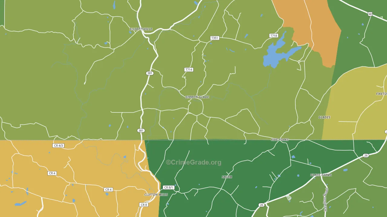 Gibbon Glade, PA Map of Drug-Related Crime Rates