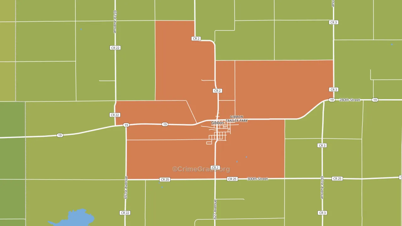 Gibbon, MN Map of Drug-Related Crime Rates