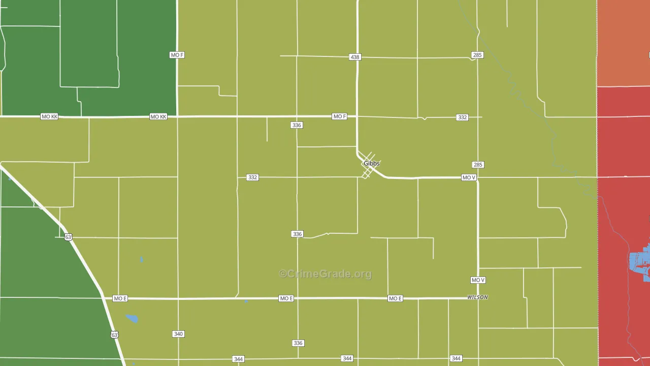 Gibbs, MO Map of Drug-Related Crime Rates