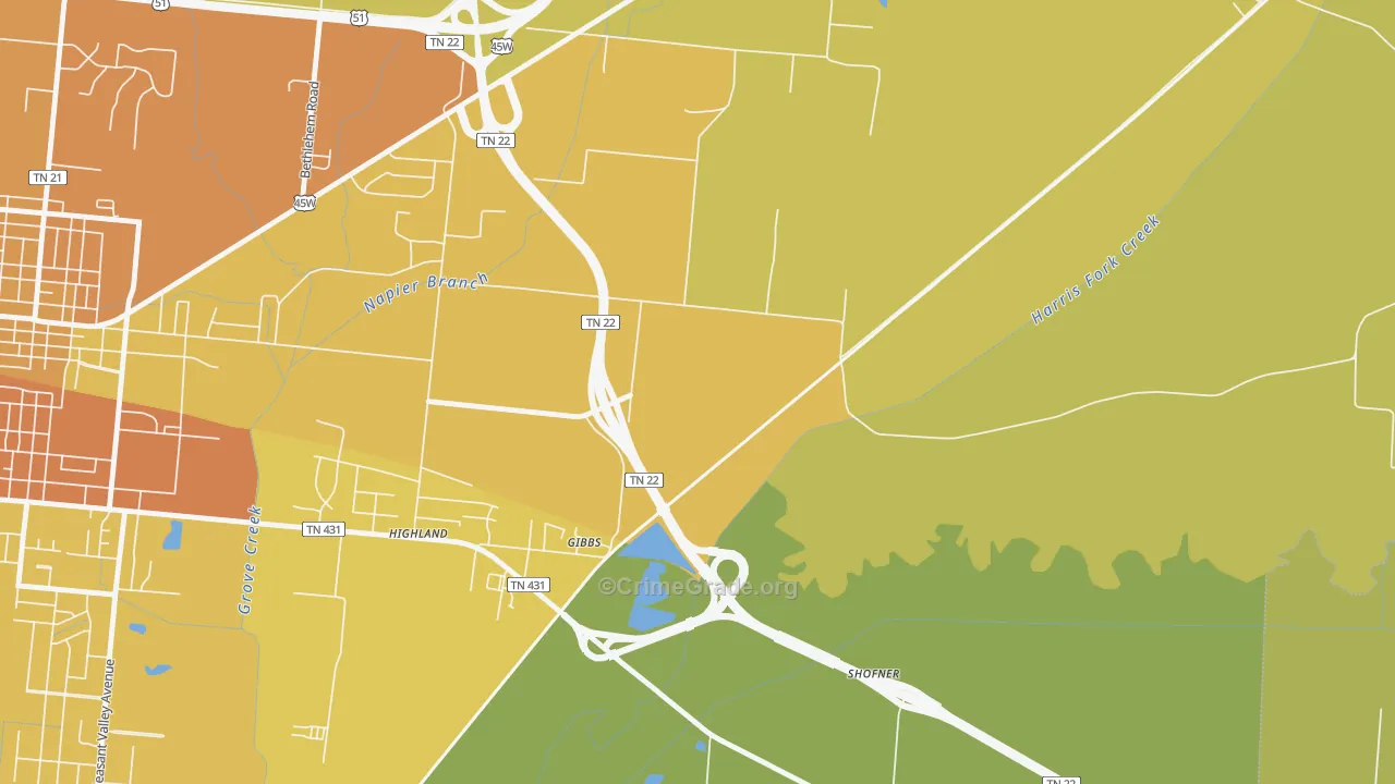 Gibbs, TN Map of Drug-Related Crime Rates