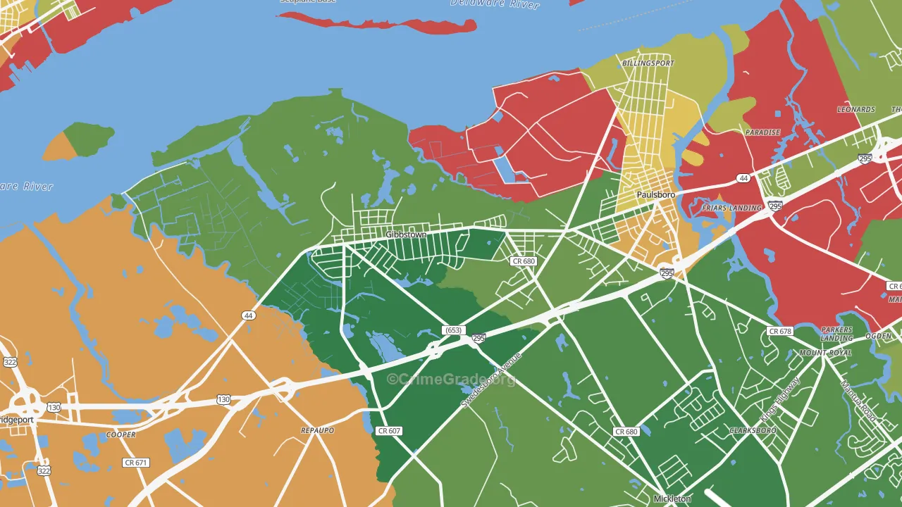 Gibbstown, NJ Map of Drug-Related Crime Rates