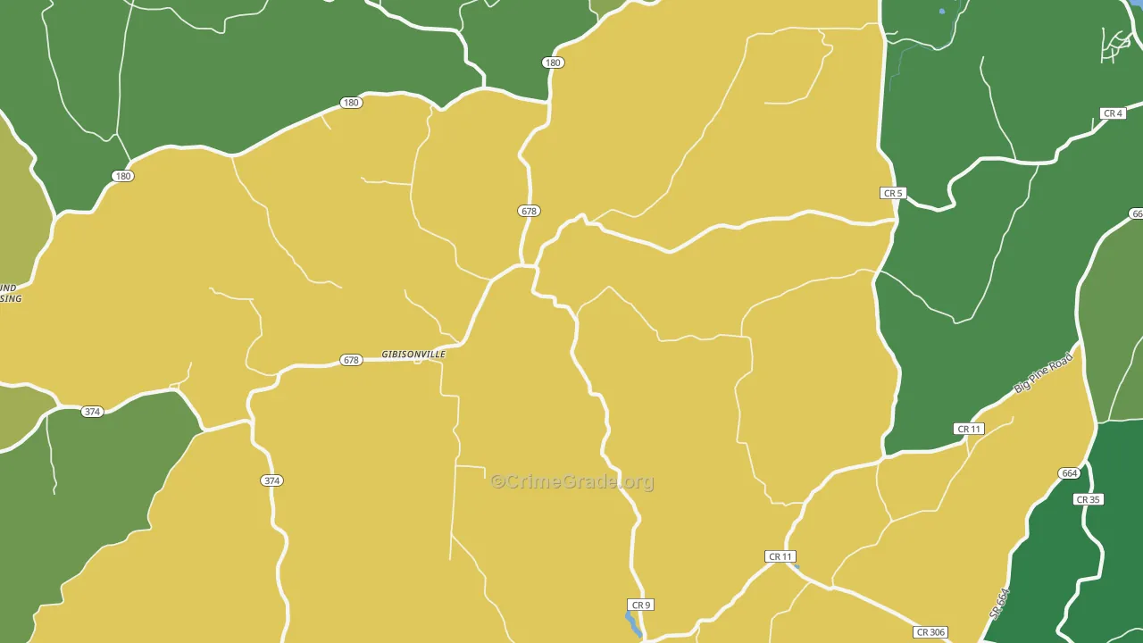 Gibisonville, OH Map of Drug-Related Crime Rates