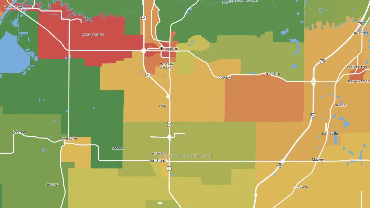 Gibson County, IN Map of Drug-Related Crime Rates