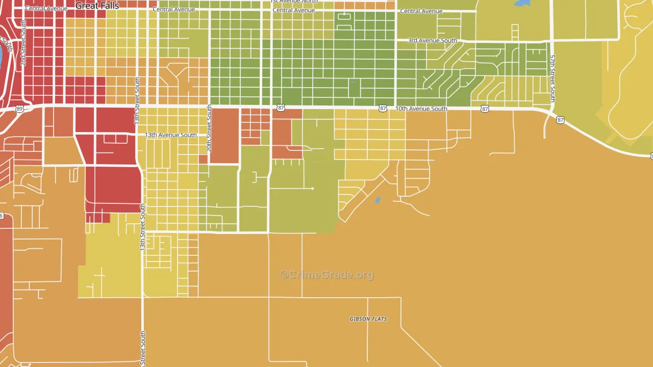 Gibson Flats, MT Map of Drug-Related Crime Rates