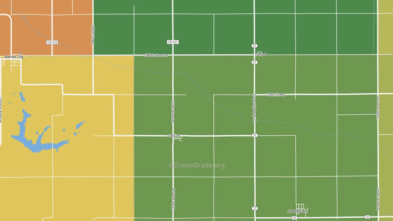 Gibson, IA Map of Drug-Related Crime Rates