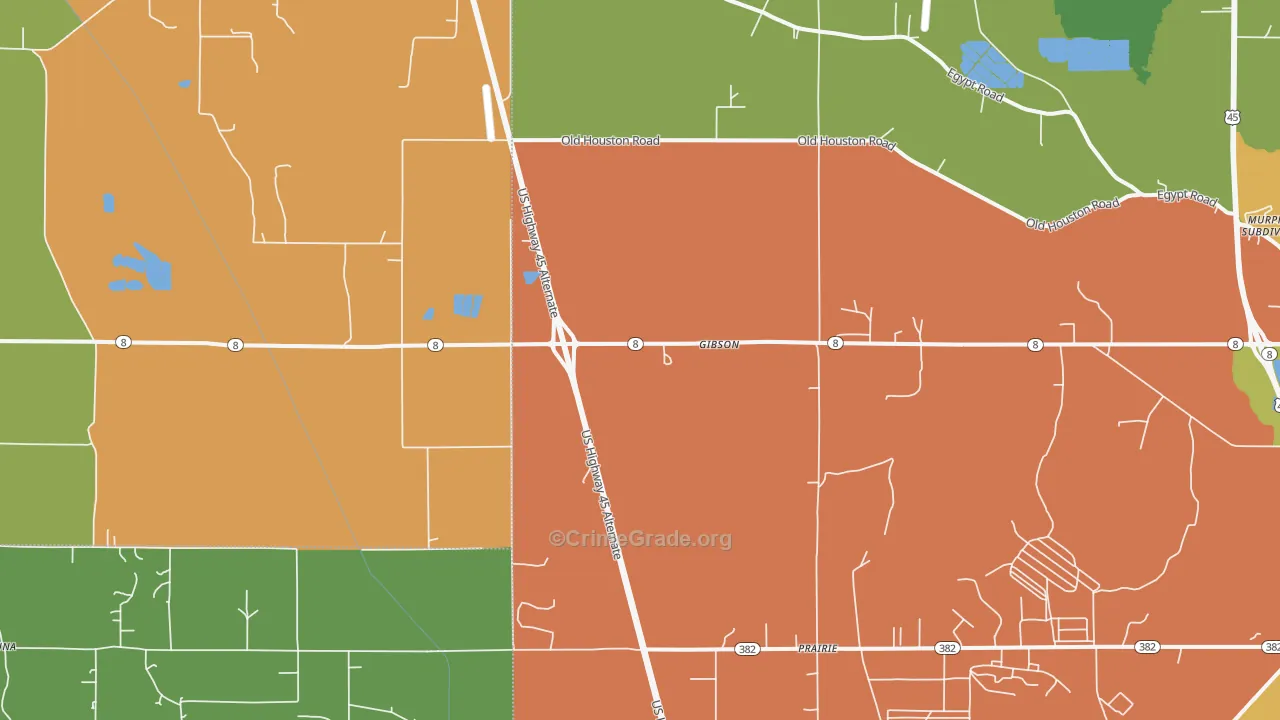 Gibson, MS Map of Drug-Related Crime Rates