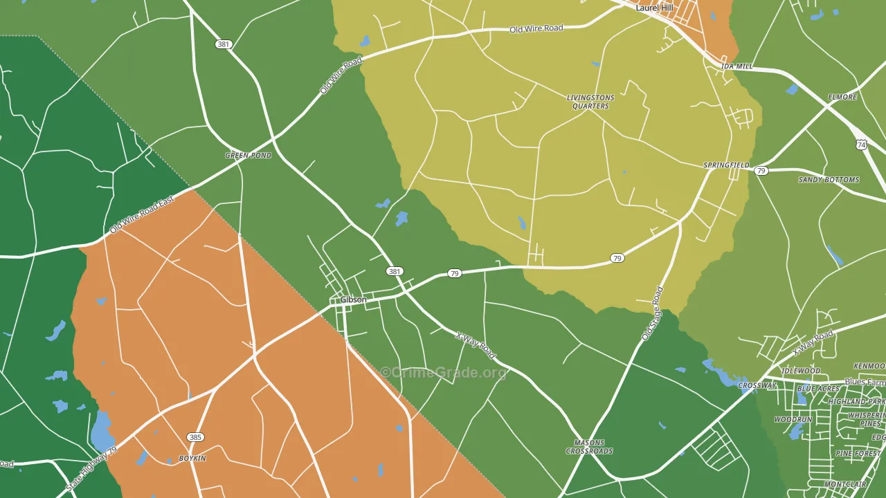 Gibson, NC Map of Drug-Related Crime Rates