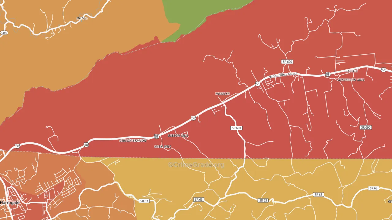 Gibson Station, VA Map of Drug-Related Crime Rates