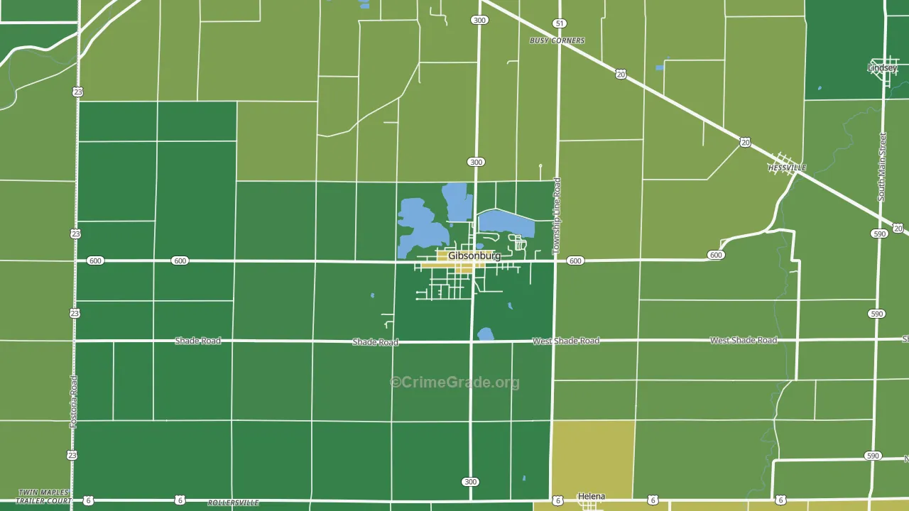 Gibsonburg, OH Map of Drug-Related Crime Rates