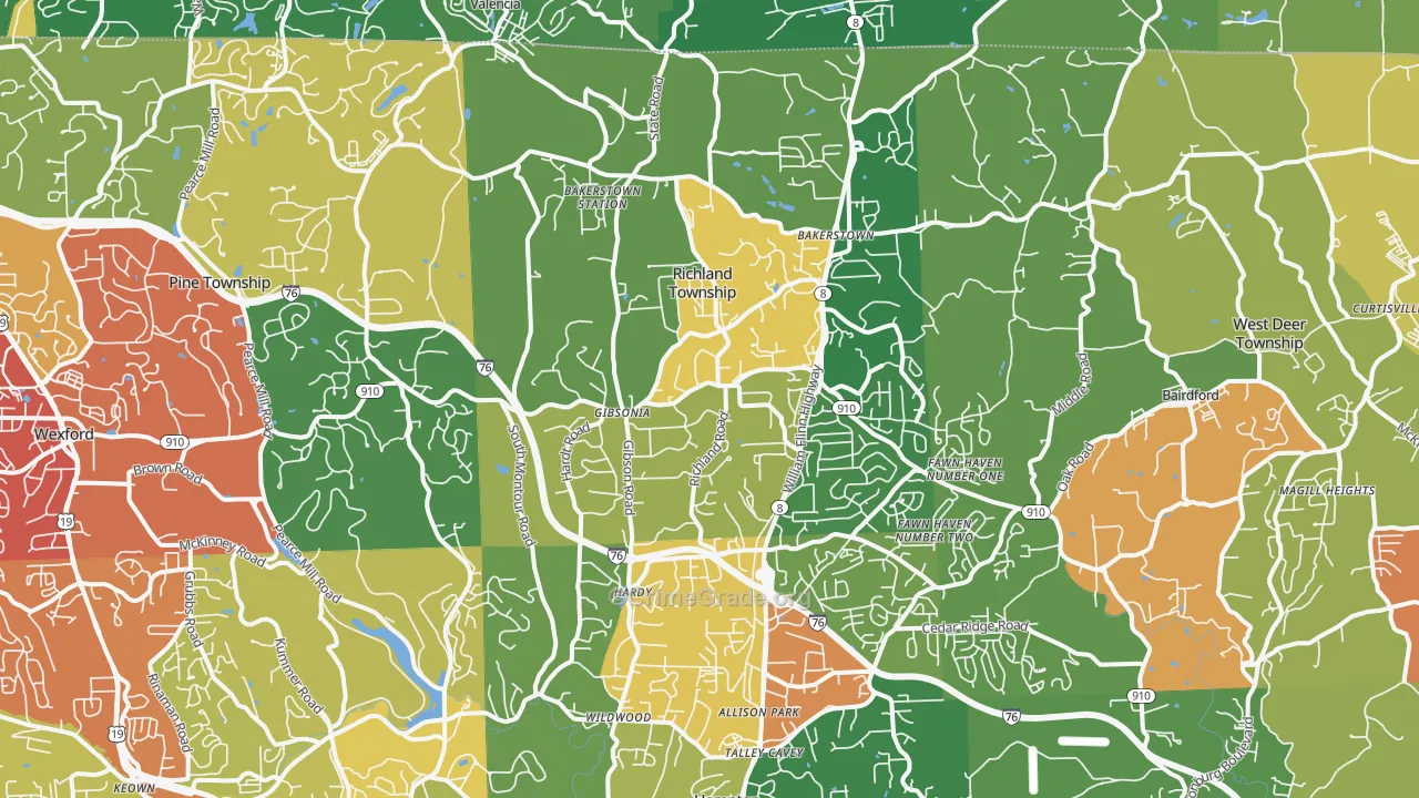 Gibsonia, PA Map of Drug-Related Crime Rates