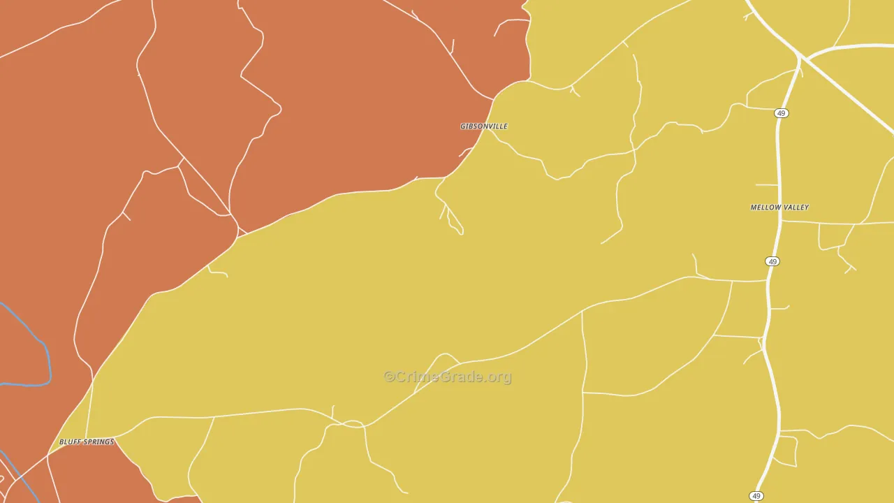 Gibsonville, AL Map of Drug-Related Crime Rates