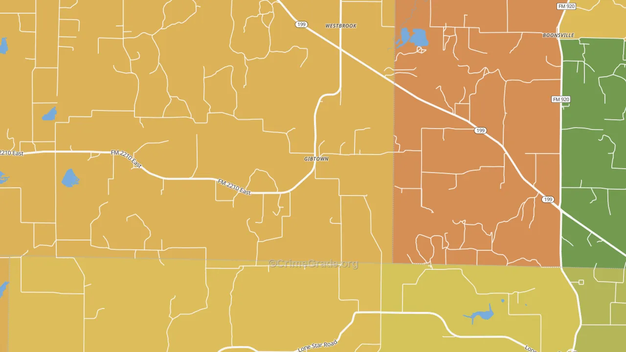 Gibtown, TX Map of Drug-Related Crime Rates