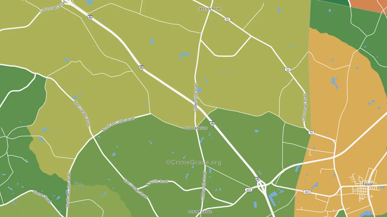 Giddensville, NC Map of Drug-Related Crime Rates