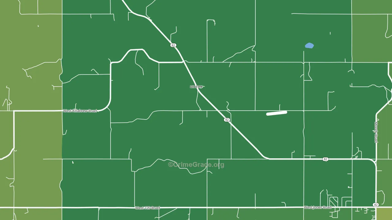 Gideon, OK Map of Drug-Related Crime Rates