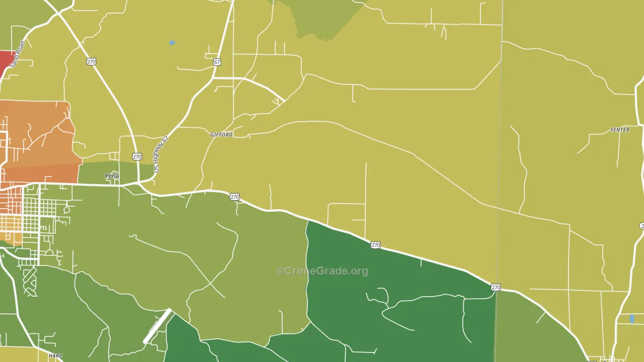 Gifford, AR Map of Drug-Related Crime Rates
