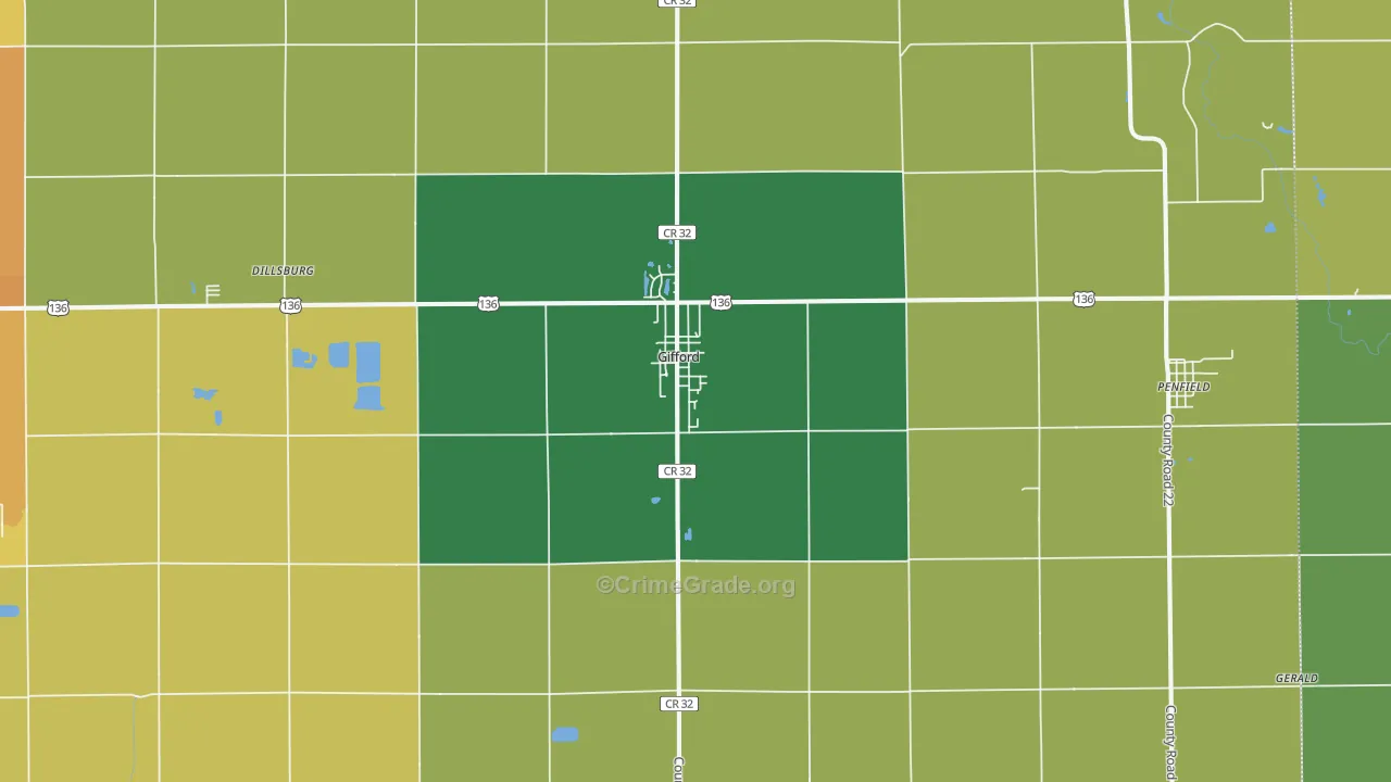 Gifford, IL Map of Drug-Related Crime Rates