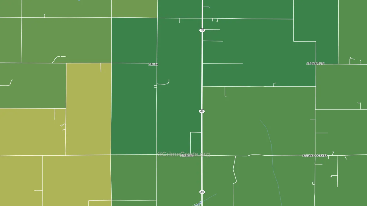 Gifford, IN Map of Drug-Related Crime Rates