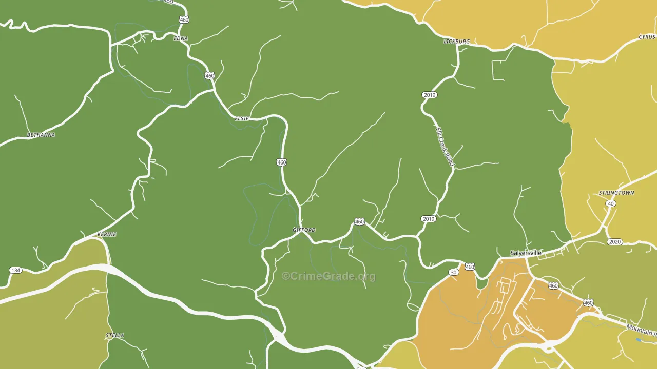Gifford, KY Map of Drug-Related Crime Rates