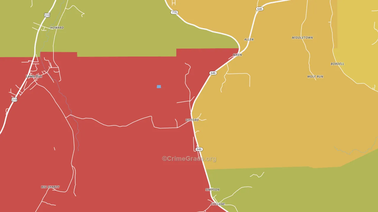 Gifford, PA Map of Drug-Related Crime Rates
