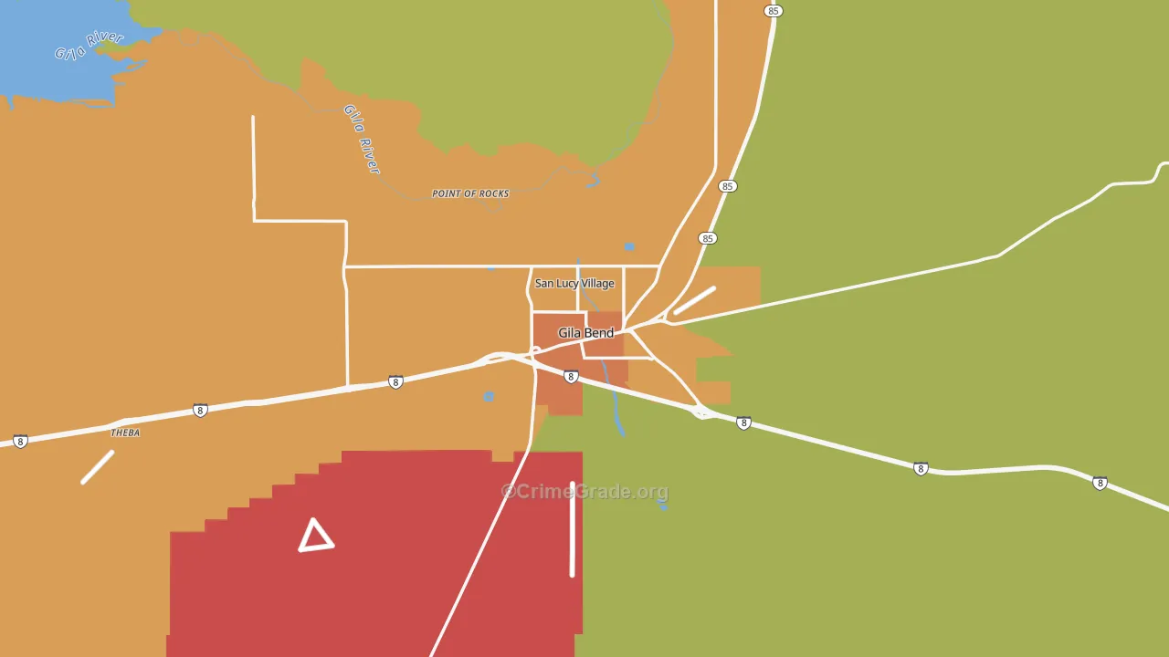 Gila Bend, AZ Map of Drug-Related Crime Rates