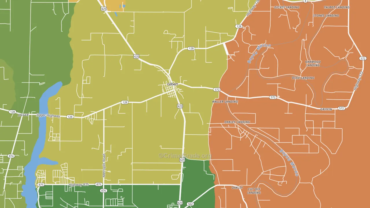 Gilbert, LA Map of Drug-Related Crime Rates
