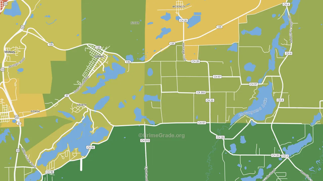 Gilbert, MN Map of Drug-Related Crime Rates