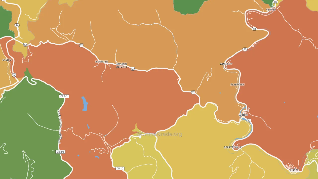Gilbert, WV Map of Drug-Related Crime Rates