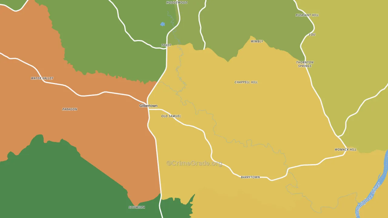 Gilbertown, AL Map of Drug-Related Crime Rates